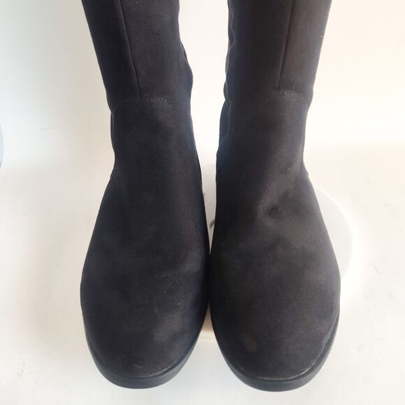 Dream Pair Thigh High Over The Knee Boots Size 8 Faux Suede Black Low Block Heel - Picture 15 of 16